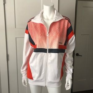 Adidas Track Jacket M Zip Up Coat Orange White